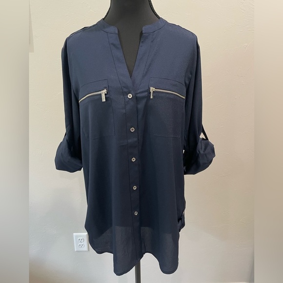 Calvin Klein Navy Button Down Shirt - Picture 1 of 5